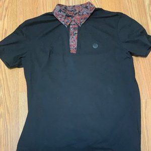 PRETTY GREEN MEDIUM MEN'S POLO SHIRT WITH FLORAL COLLAR